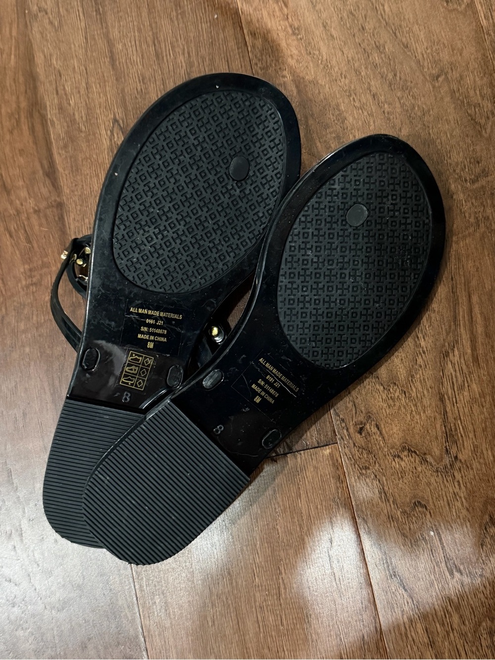 Tory Burch Black Mini Miller Jelly Sandals with Gold Logo Medallions - Picture 2 of 2